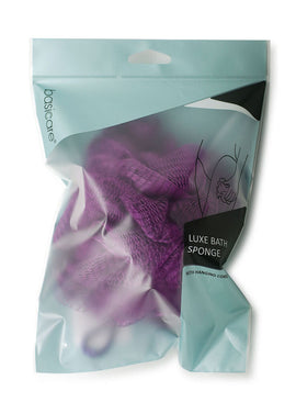 Basicare Luxe Bath Sponge Purple with Hanging Cord Gentle Skin Exfoliation