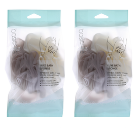 Basicare Luxe Bath Sponge Red Hanging Cord Gentle Exfoliating 2 Pack