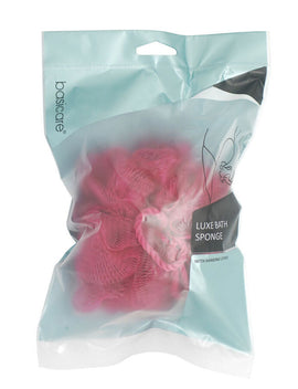 Basicare Luxe Bath Sponge Red with Hanging Cord Gentle Exfoliating Shower Care
