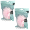 Basicare Luxe Bath Sponge Pink Hanging Cord Soft Exfoliating Shower Tool x2