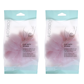 Basicare Luxe Bath Sponge Pink Hanging Cord Soft Exfoliating Shower Tool x2