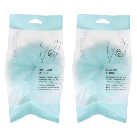 Basicare Luxe Bath Sponge Cream Exfoliating Shower Tool with Hanging Cord x2