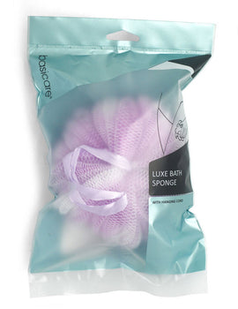 Basicare Luxe Bath Sponge Lilac with Hanging Cord Exfoliating Shower Tool