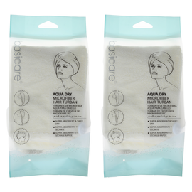Basicare Aqus Dry Microfiber Hair Turban Super Absorbent Quick Dry x2