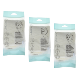 Basicare Aqus Dry Microfiber Hair Turban 3 Pack Lightweight Quick Dry