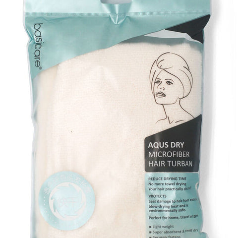 Basicare Aqus Dry Microfiber Hair Turban Lightweight Super Absorbent Quick Dry