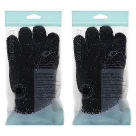 Basicare Exfoliating Body Gloves White with Blue Dots for Smooth Radiant Skin x 2