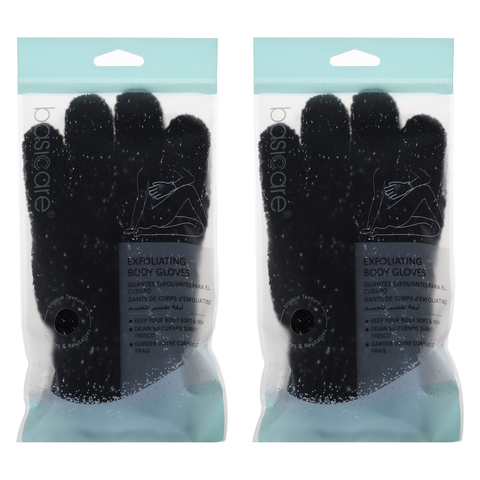 Basicare Exfoliating Body Gloves White with Blue Dots for Smooth Radiant Skin x 2
