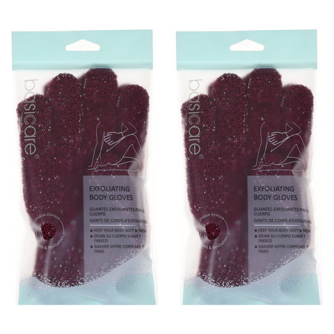 Basicare Exfoliating Body Gloves White Pink Dots Exfoliate Skin 2 Pack
