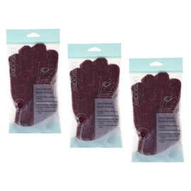 Basicare Exfoliating Body Gloves 3 Pack White Pink Dots
