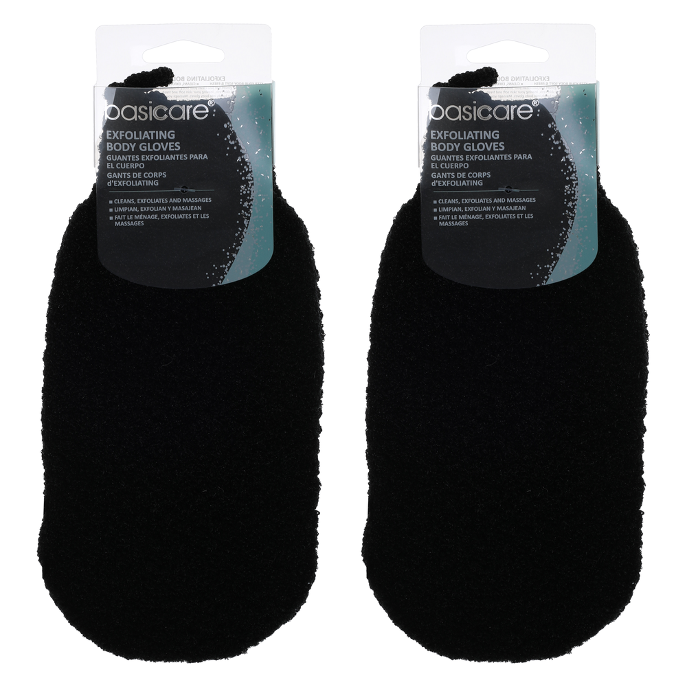 Basicare Exfoliating Body Gloves White with Purple Dots Smooth Healthy Skin x 2
