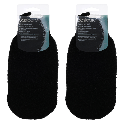 Basicare Exfoliating Body Gloves White with Purple Dots Smooth Healthy Skin x 2