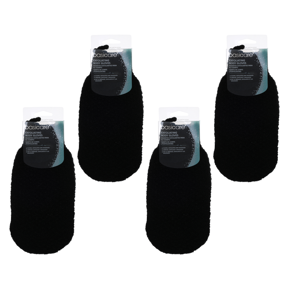 Basicare Exfoliating Body Gloves White Purple Dots Bundle of 4