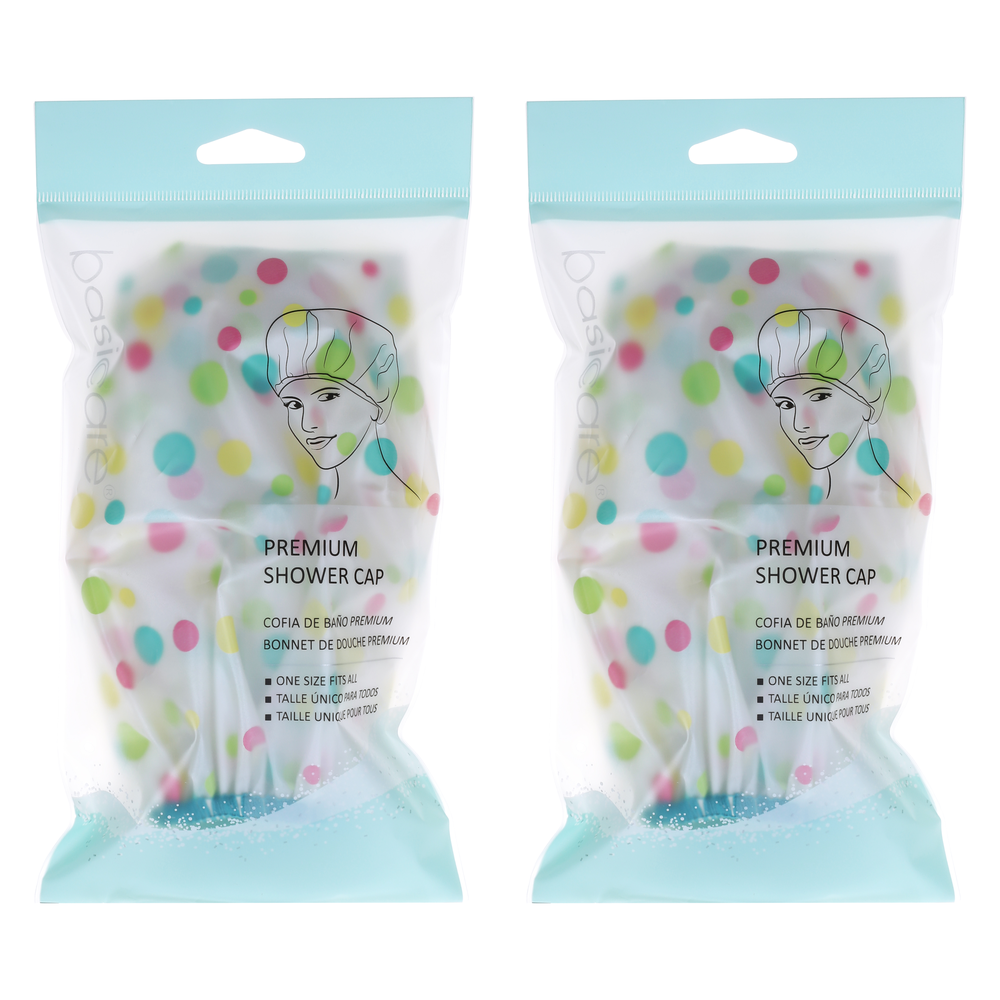 Basicare Deluxe Reusable Waterproof Shower Cap One Size 2 Pack