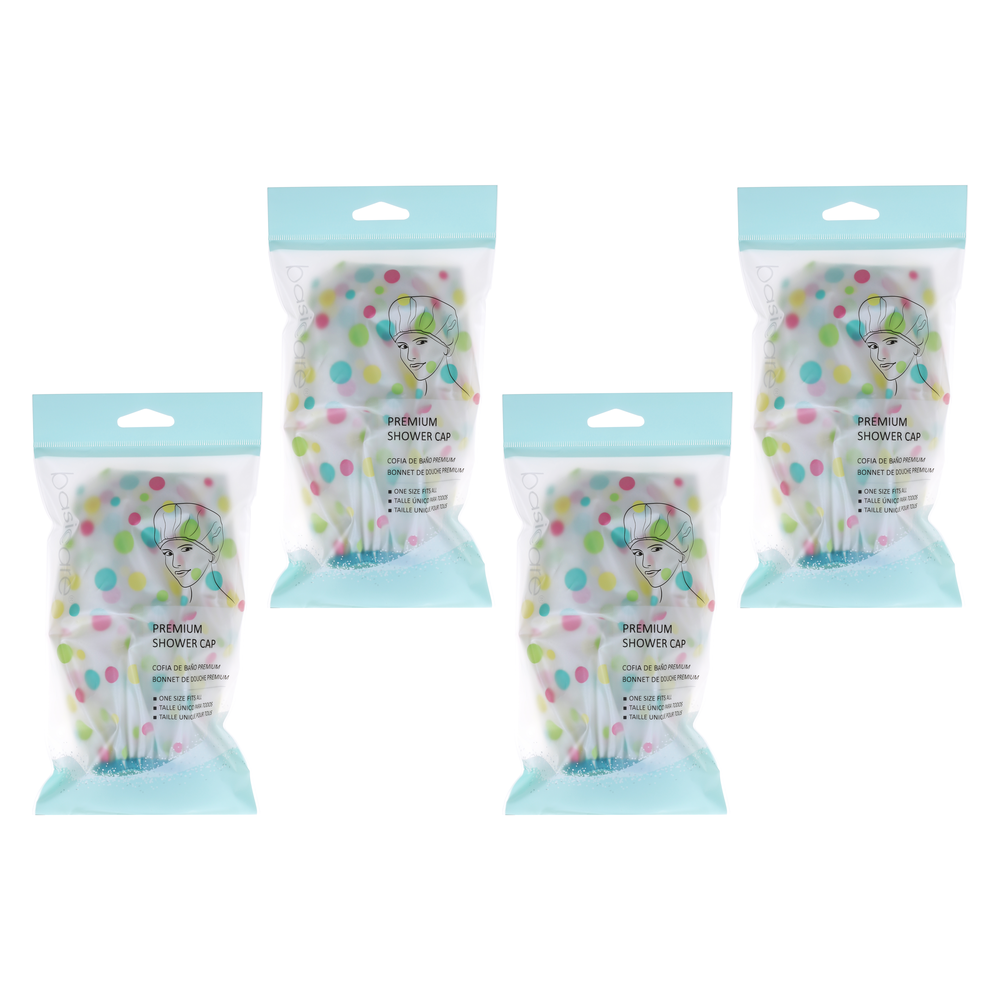 Basicare Deluxe Shower Cap Pack of 4 Reusable Waterproof One Size