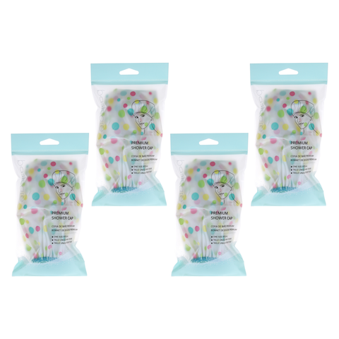 Basicare Deluxe Shower Cap Pack of 4 Reusable Waterproof One Size