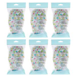 Basicare Deluxe Shower Cap Reusable Waterproof Comfortable Fit 6 Pack