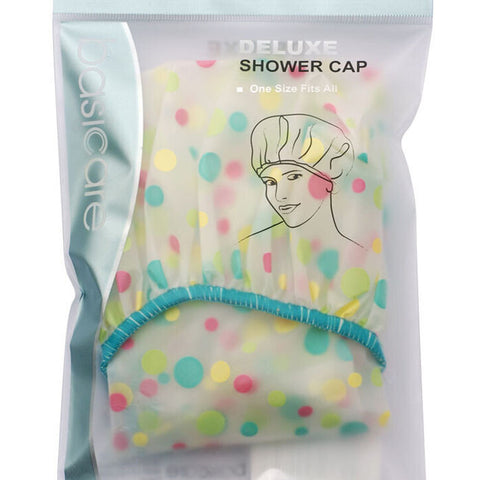 Basicare Deluxe Shower Cap Reusable Waterproof Comfortable Fit One Size