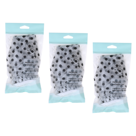 Basicare Deluxe Shower Cap Clear with Black Dots Reusable Pack of 3
