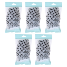 Basicare Deluxe Shower Cap Clear Black Dots Reusable One Size Bundle of 5