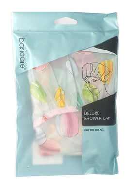 Basicare Deluxe Shower Cap Macaron Reusable Waterproof One Size Fits All