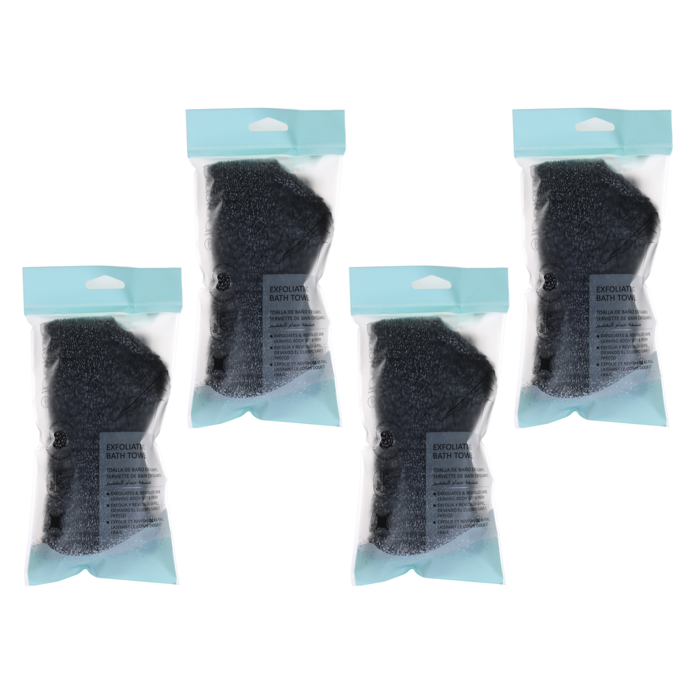 Basicare Exfoliating Bath Towel Pink Bundle of 4 Deep Clean Soft Smooth Skin