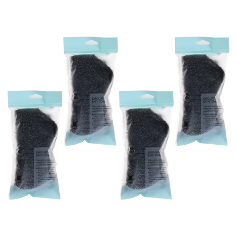 Basicare Exfoliating Bath Towel Pink Bundle of 4 Deep Clean Soft Smooth Skin