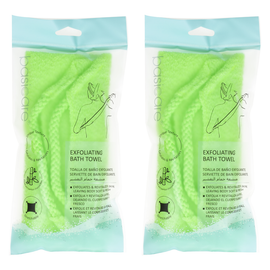 Basicare Exfoliating Bath Towel Yellow Pack of 2 Back Scrubber Deep Clean