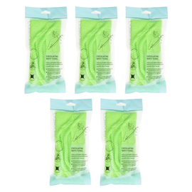 Basicare Exfoliating Bath Towel Yellow Bundle of 5 Deep Cleansing