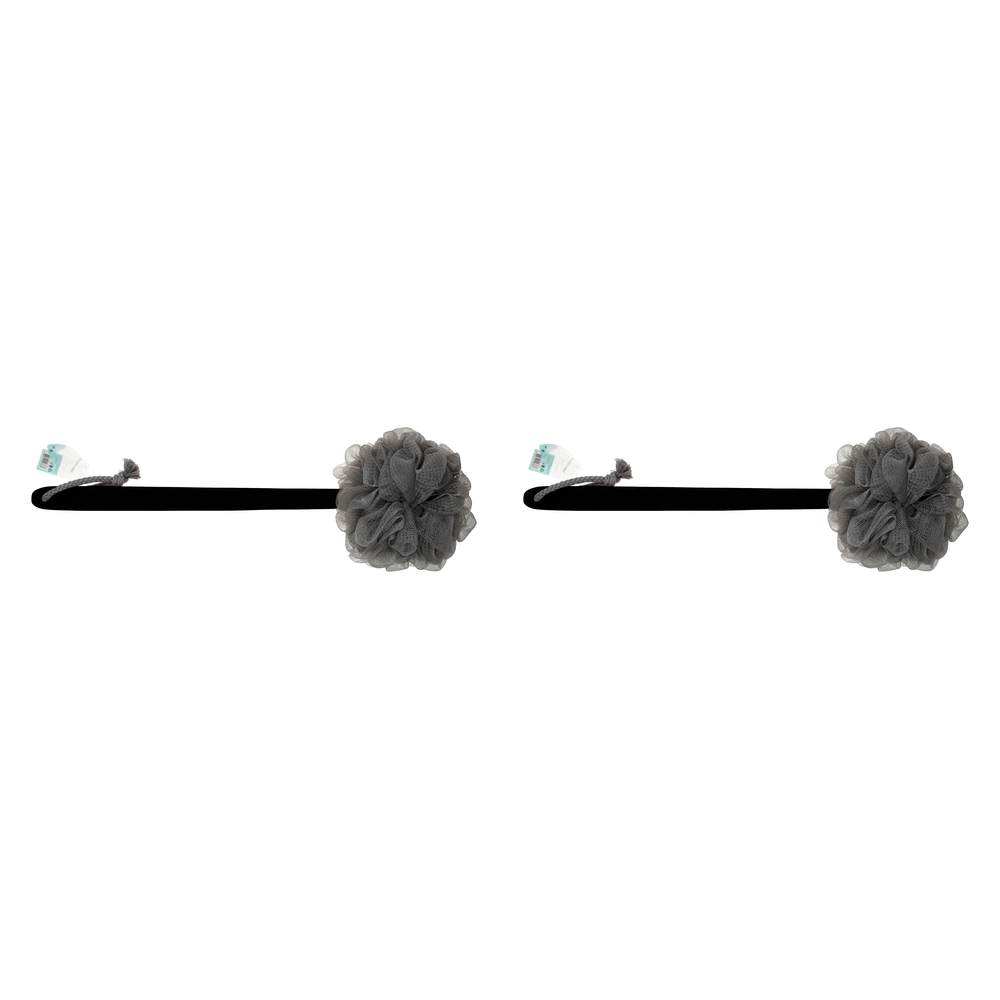 Basicare Charcoal Mesh Sponge Wooden Handle Deep Clean Exfoliation Pack of 2