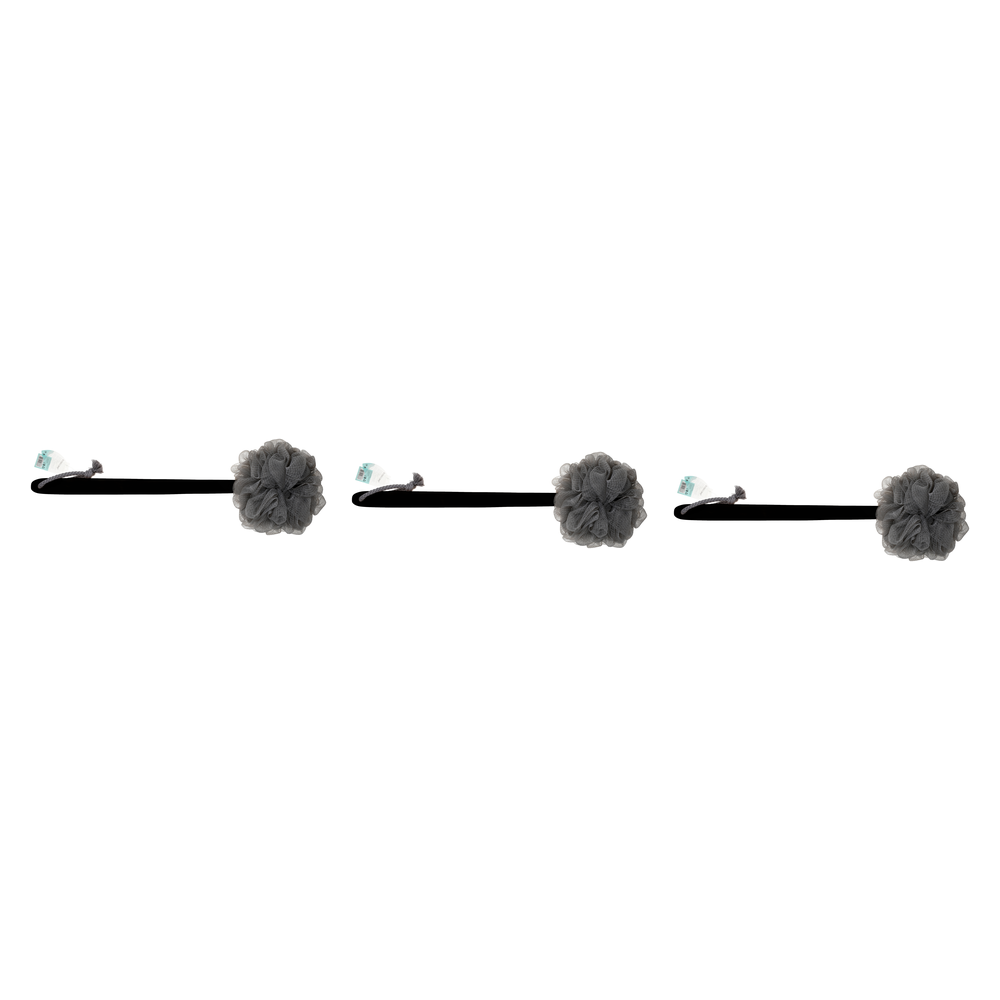 Basicare Charcoal Mesh Sponge Wooden Handle 3 Pack Deep Cleansing Exfoliation