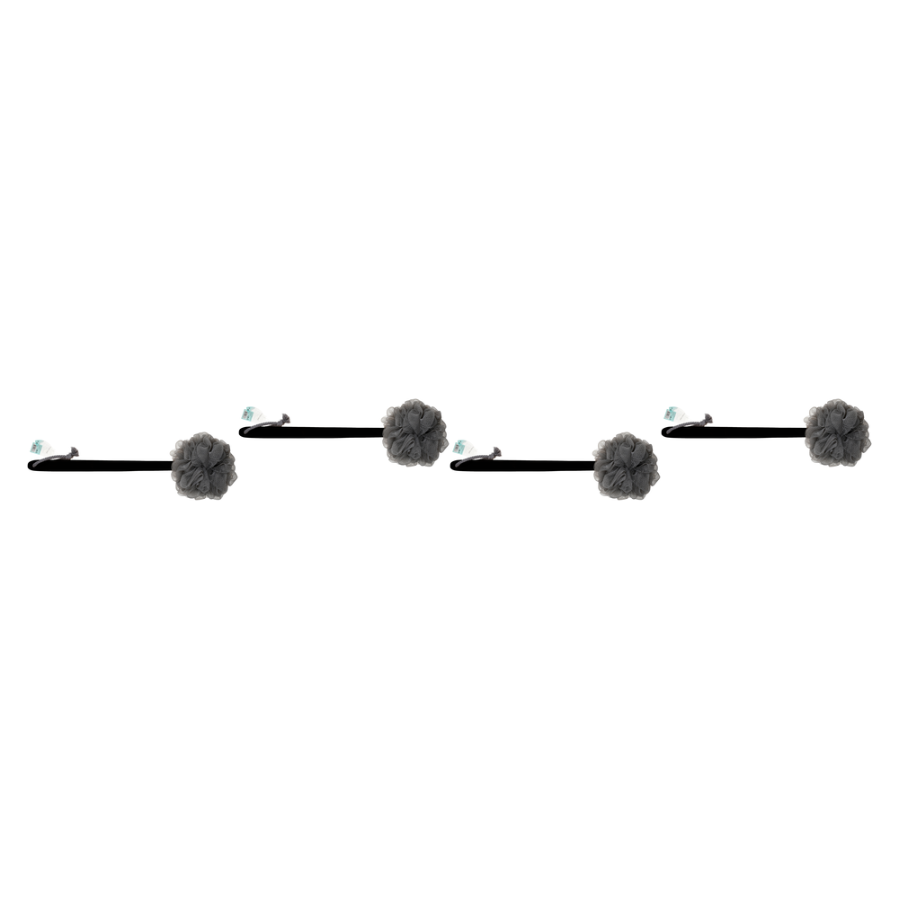 Basicare Charcoal Mesh Sponge Wooden Handle Bundle of 4