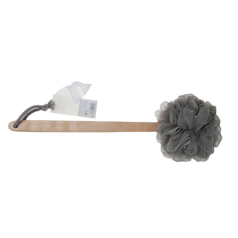 Basicare Charcoal Mesh Sponge With Wooden Handle Deep Cleansing Exfoliation