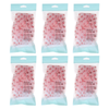 Basicare Shower Cap Peva Pink Spots Bundle of 6 Reusable Waterproof