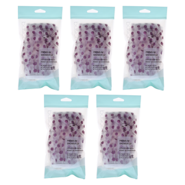 Basicare Premium Shower Cap Purple Spots 5 Pack Reusable PEVA Hair Protector