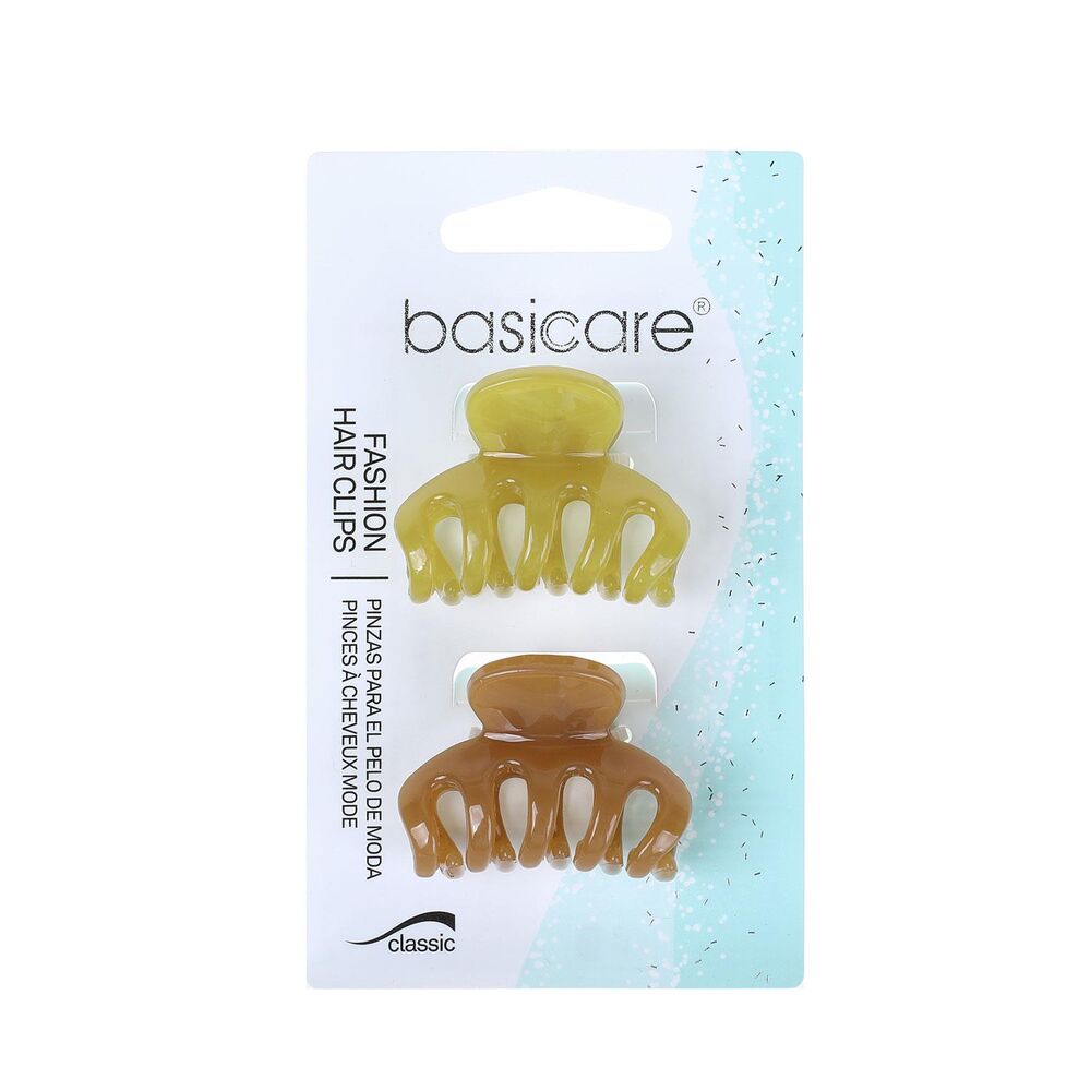 Basicare Fashion Hair Clips Small Claw Clip Beige Twin Pack