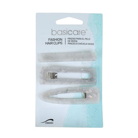 Basicare Fashion Hair Clips White 3 Piece Set