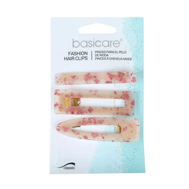 Basicare Fashion Hair Clips Pink 3 Piece Set