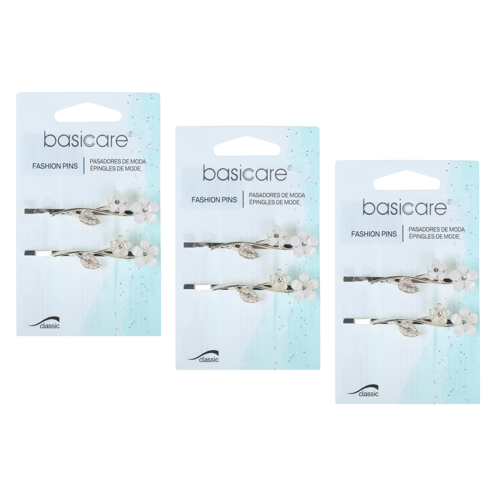 Basicare Floral Hair Clips 3 Pack Bundle Decorative Hair Accessories