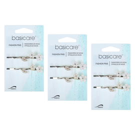 Basicare Floral Hair Clips 3 Pack Bundle Decorative Hair Accessories