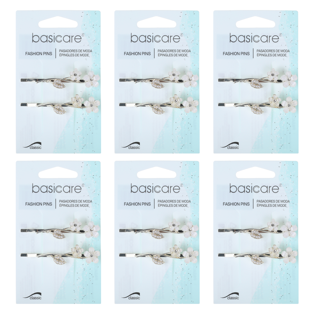 Basicare Floral Hair Clips 6 Pack Bundle Decorative Hair Accessories