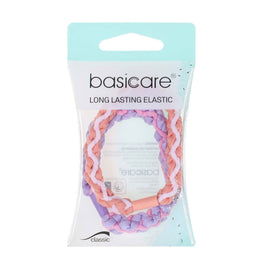 Basicare Plaited Elastic Hair Bands Long Lasting Pink Purple 2 Pack