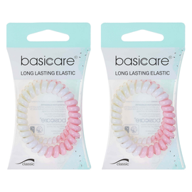 Basicare Spiral Hair Elastic 2 Pack Bundle of 2 Gentle Hold Hair Ties