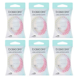 Basicare Spiral Hair Elastic Bundle of 6 Gentle Hold No Crease Hair Ties
