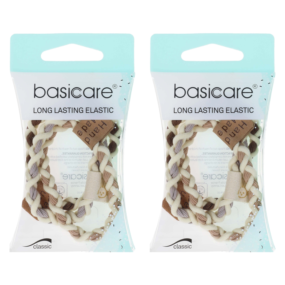 Basicare Handmade Plaited Elastic Hair Bands 3 Pack Bundle of 2