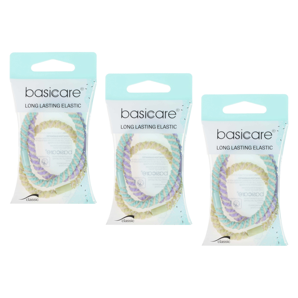 Basicare Pastel Elastic Hair Bands Bundle of 3 Pack