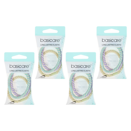 Basicare Pastel Elastic Hair Bands Bundle 4 Pack Gentle No Pull Hair Ties