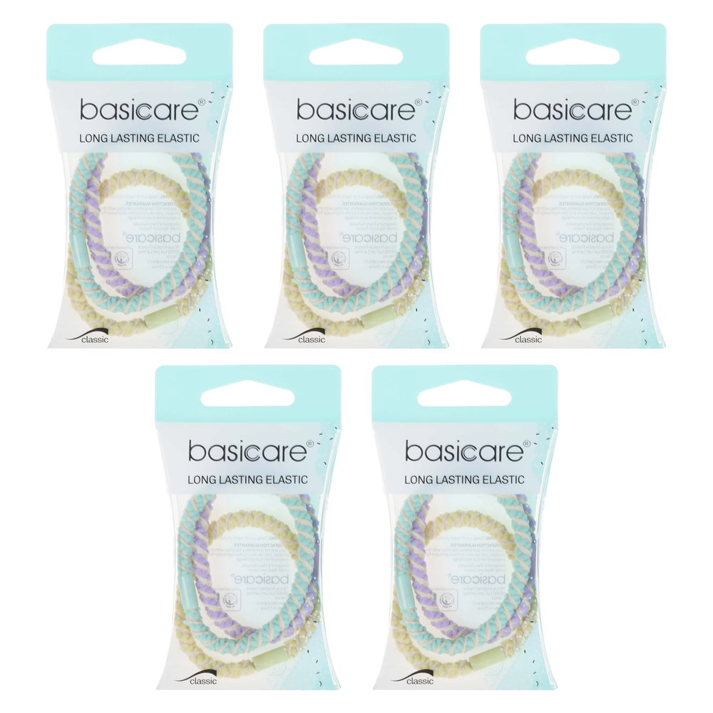 Basicare Pastel Elastic Hair Bands Bundle of 5