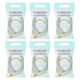 Basicare Pastel Elastic Hair Bands 6 Pack Bundle Hair Ties Soft Stretch