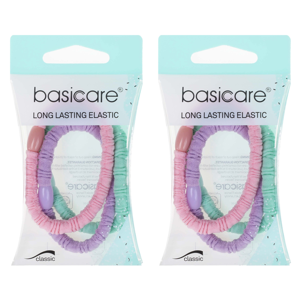 Basicare Pastel Elastic Hair Bands With Bead Bundle of 2